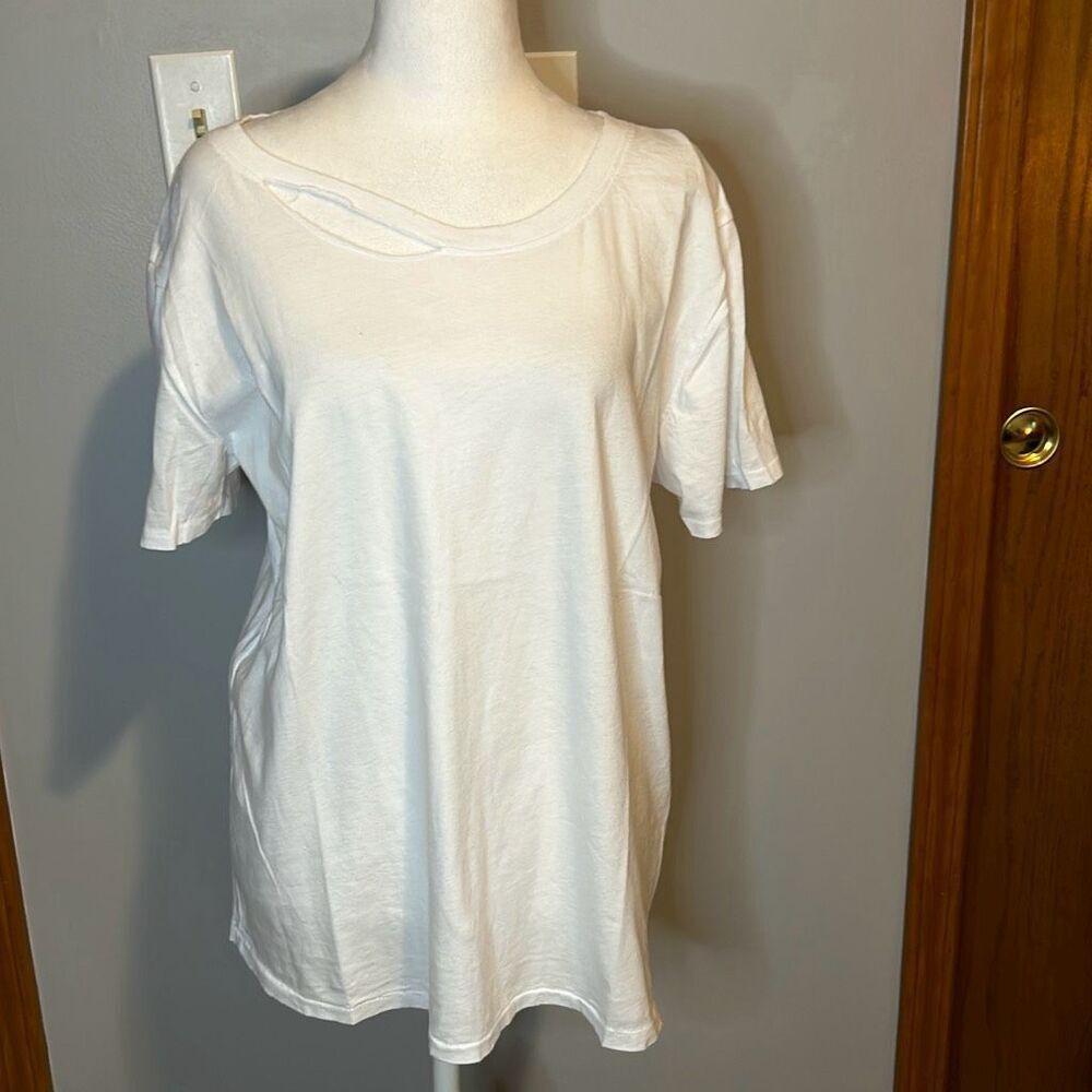 n philanthropy Harlow Deconstructed T-Shirt White Distressed XS‎ Made in USA
